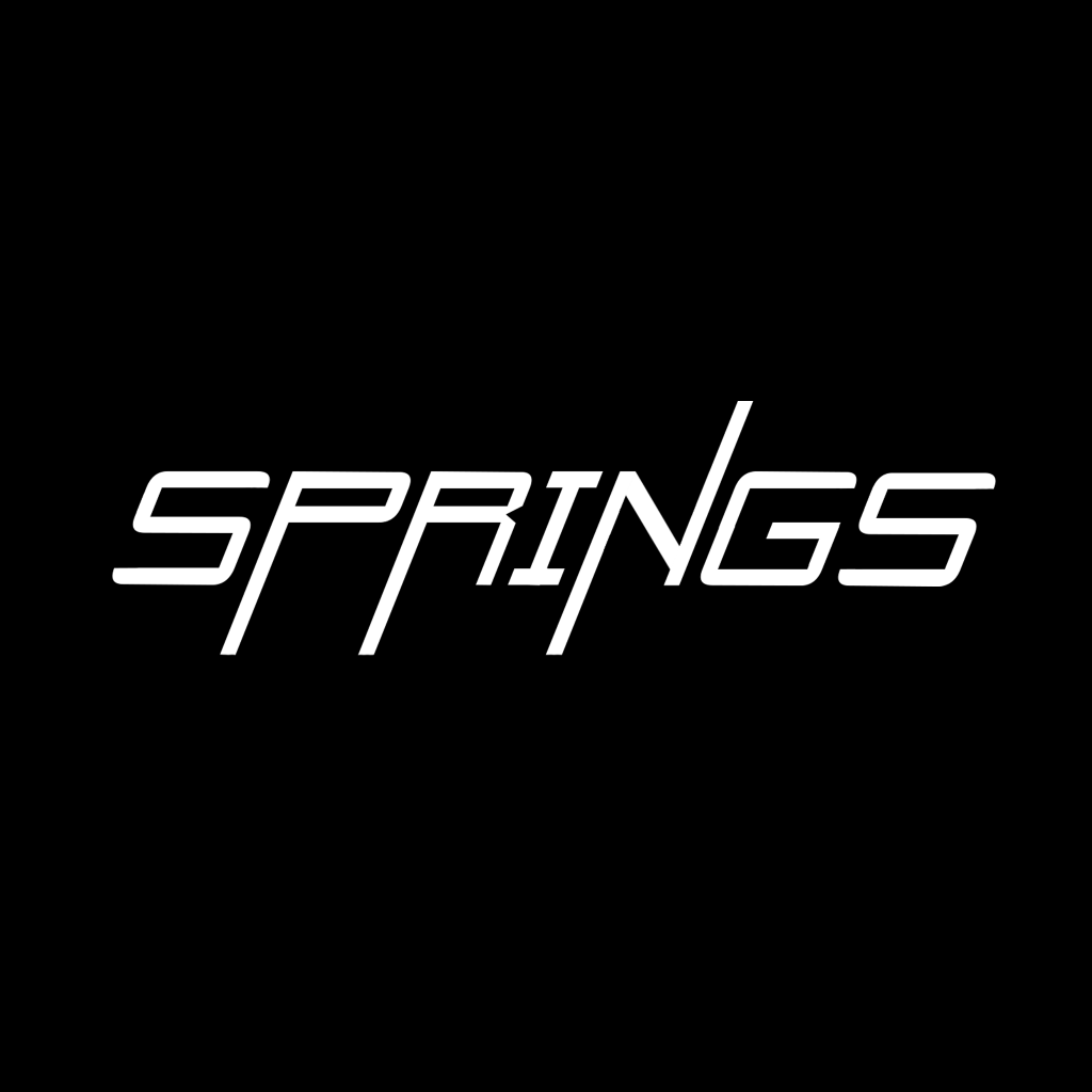 Springs album cover. The words Springs in white on a black background